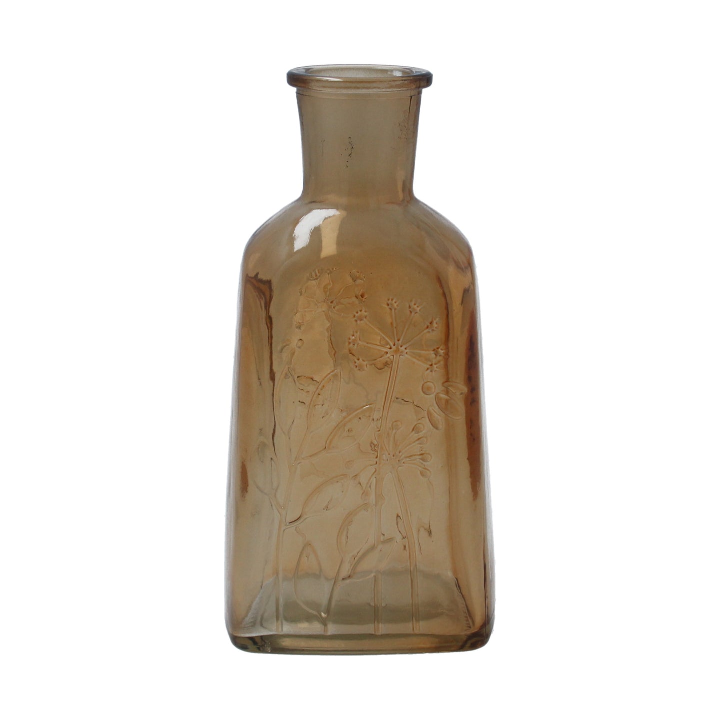 Brown pressed embossed glass vase