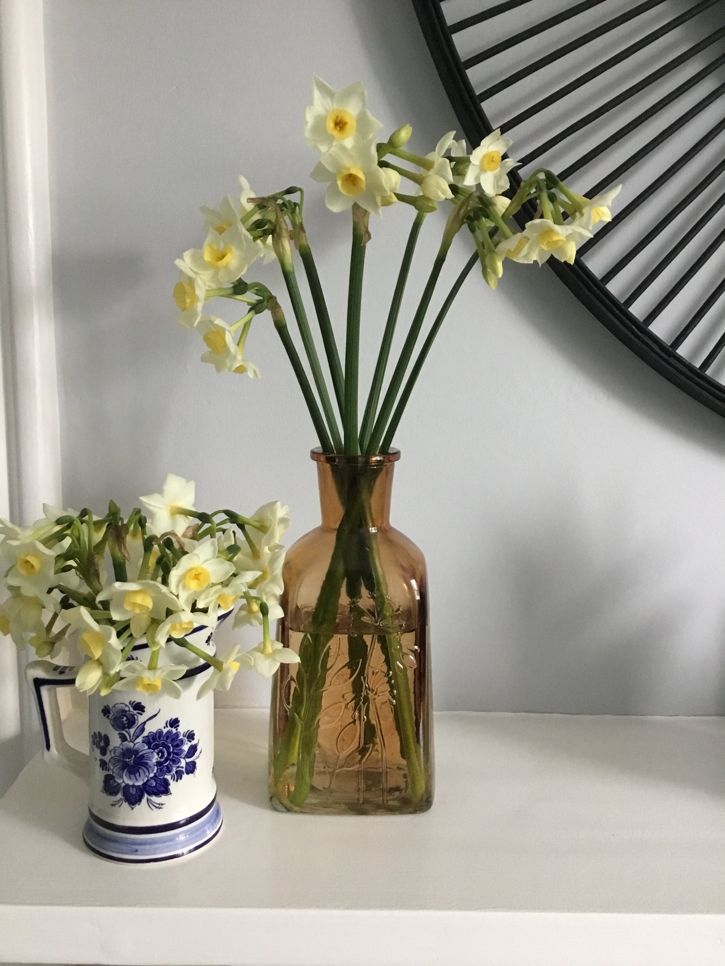 Brown pressed embossed glass vase