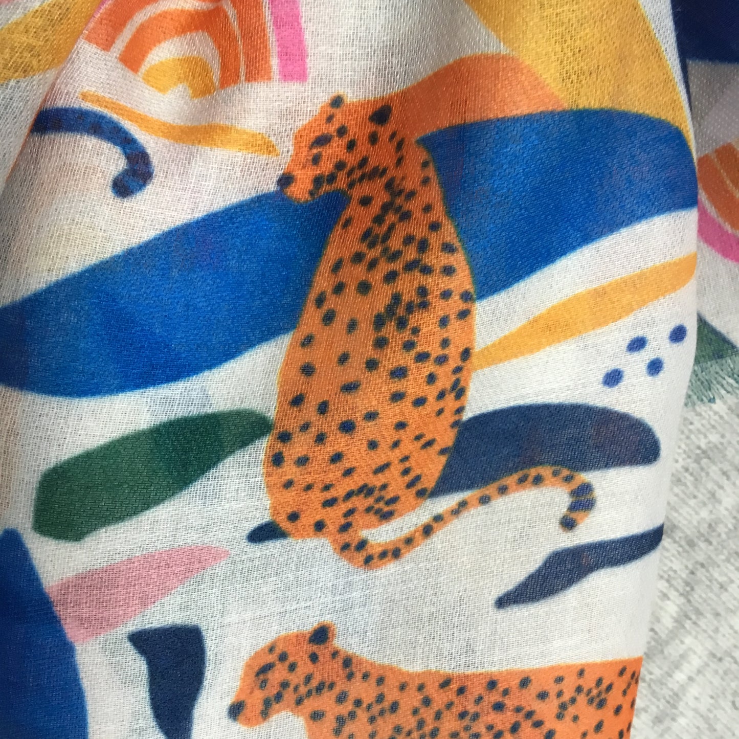 Vibrant Leopard and Rainbow Print frayed scarf